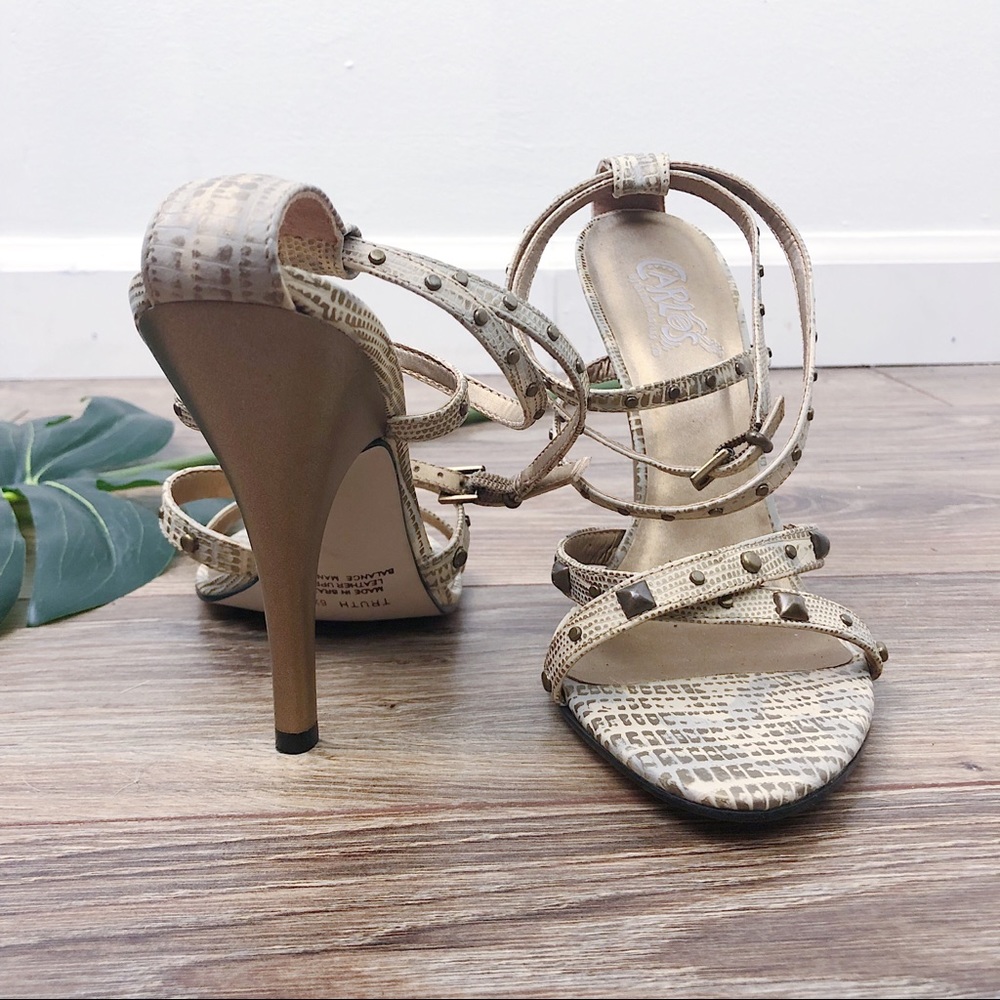 NWOT Strappy Snakeskin Studded Strappy Sandals 6.5